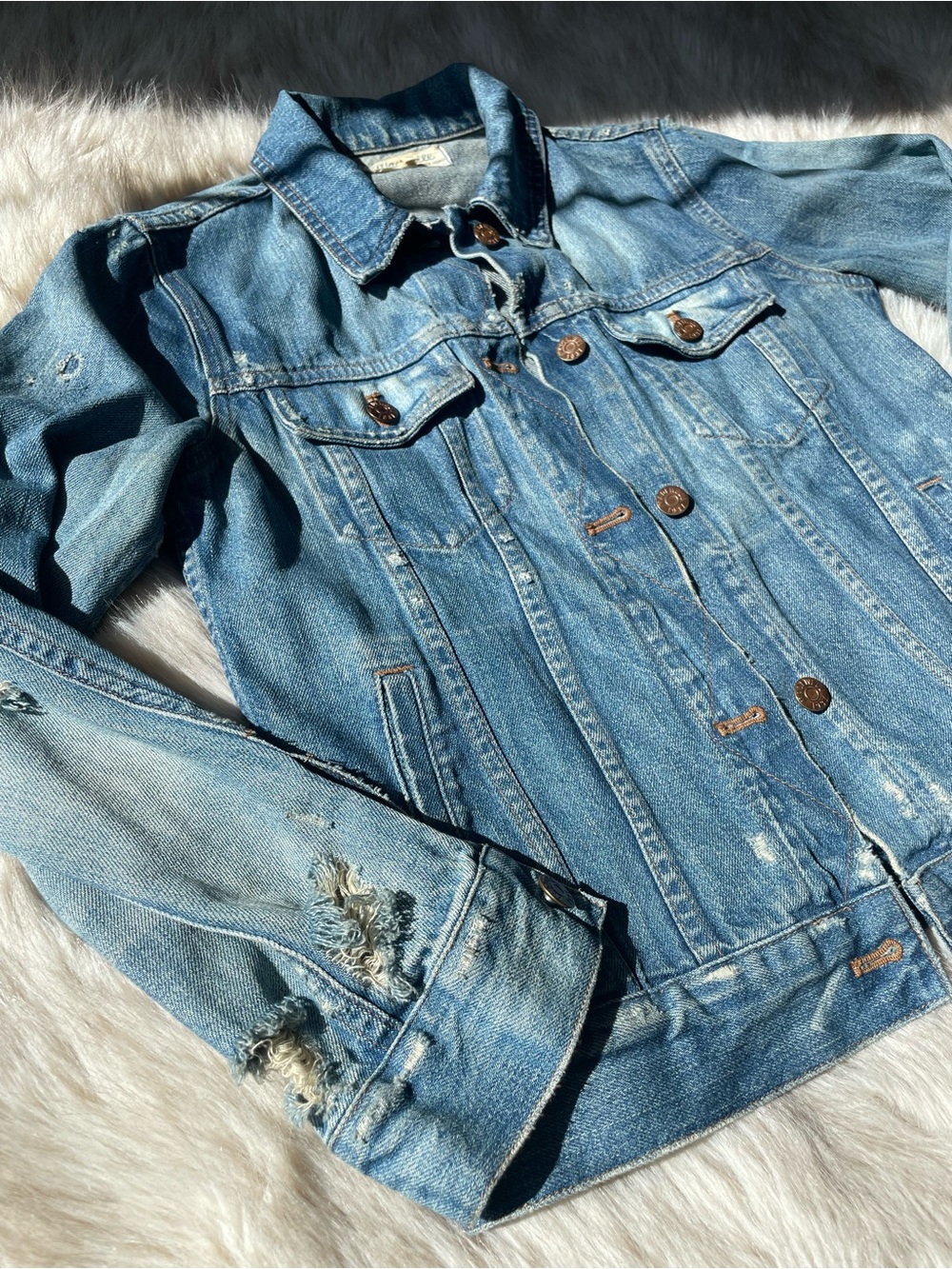 Madewell Distressed Blue Denim Jacket